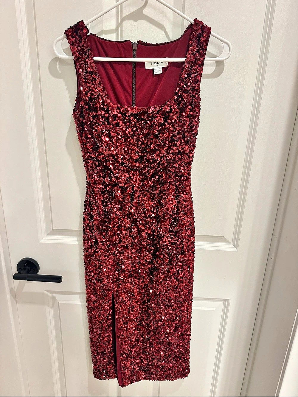 HELSI Leslie Sequin Column Dress Red XS